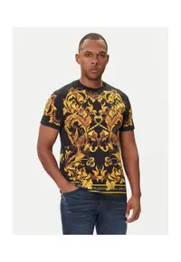 Tricou barbati culori negru/galben - bumbac