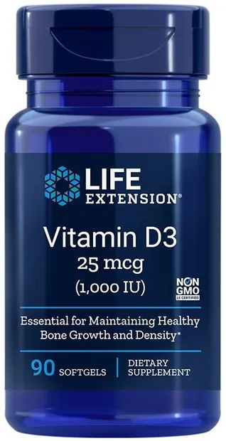 Vitamin D3, 1000 IU, 90 capsule gelatinoase moi, Life Extension