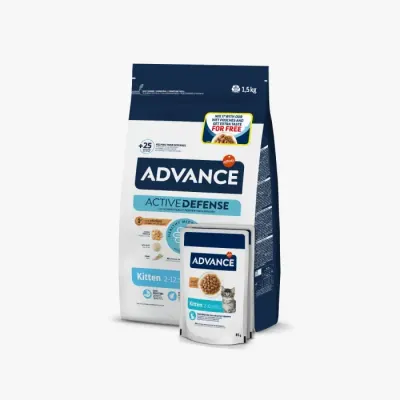 Hrana uscata pentru pisici Advance Kitten 1.5kg + 2 Wet Kitten Pui