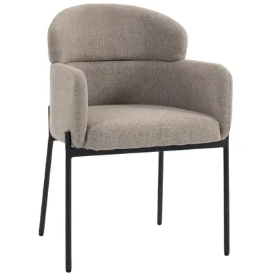 HOMCOM Scaun accent modern, fotoliu din chenille cu spumă de înaltă densitate, spătar ergonomic, picioare metalice, maro deschis | Aosom Romania