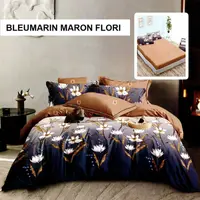 Lenjerie pat cu husa FINET (6 piese) bleumarin maron flori 180x200 cm, Ralex | 1 buc