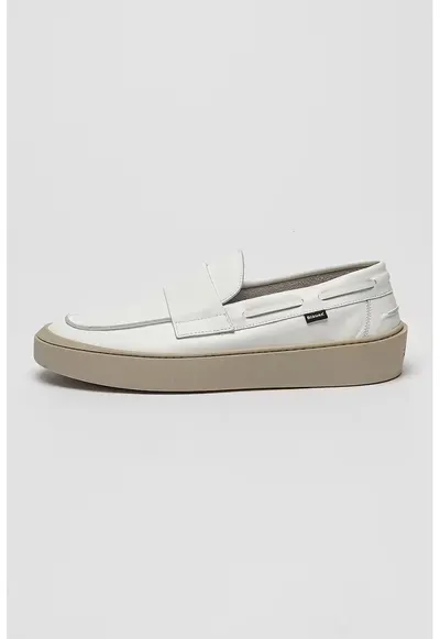 Pantofi loafer de piele intoarsa Staten - Alb optic