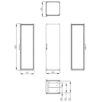 Dulap inseriabil cu 1 usa IP55 I=2000 L=600 A=600 mm