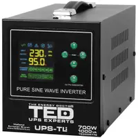 UPS pentru centrala termica (pe lemne / gaz) TED Electric 1000VA/700W TED006776, unda sinusoida pura, borne externe 12v, suporta acumulator Litiu/Pb