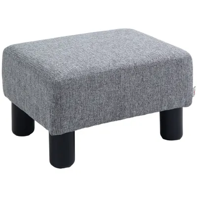 HOMCOM Otoman Stofă, Scaun Dreptunghiular Mic, Căptușit, pentru Living, 40x30x24cm, Gri | Aosom Romania