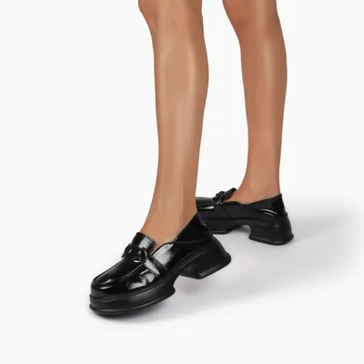 Mocasini dama din Piele Naturala lucioasa CRL0843 NEGRU