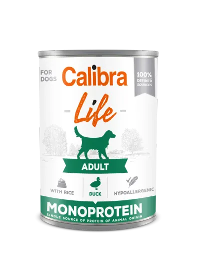 Hrana umeda caini, Calibra Dog Life Adult Duck with Rice, 400 g