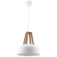 Lampa suspendata CASCO alb/lemn natural