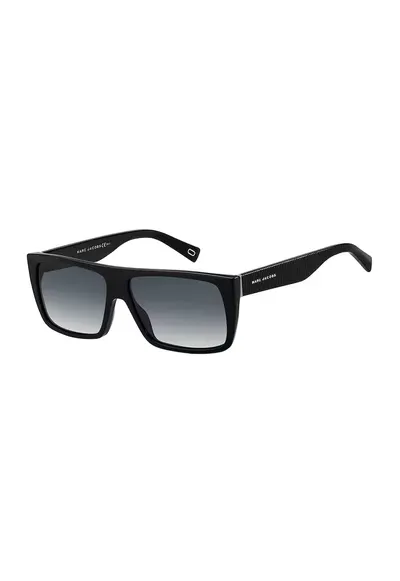 Ochelari de soare patrati unisex cu logo pe brate - Negru
