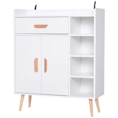 HOMCOM Mobilier Multifuncțional Compact pentru Hol, 80x29.5x96cm, Design Modern, Alb | Aosom Romania
