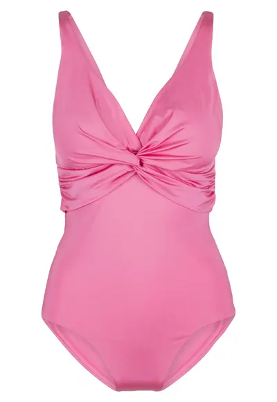 Costum de baie intreg cu detaliu rasucit 31375 - Roz