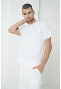 Tricou de bumbac cu logo - Alb optic