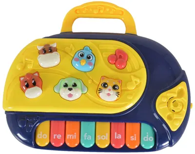 Pian muzical YaLi Toys - Cu animale, albastru