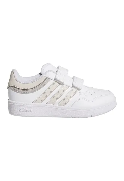 Pantofi sport de piele ecologica cu velcro Hoops 4.0 - Alb/Alb murdar