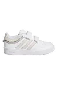 Pantofi sport de piele ecologica cu velcro Hoops 4.0 - Alb/Alb murdar