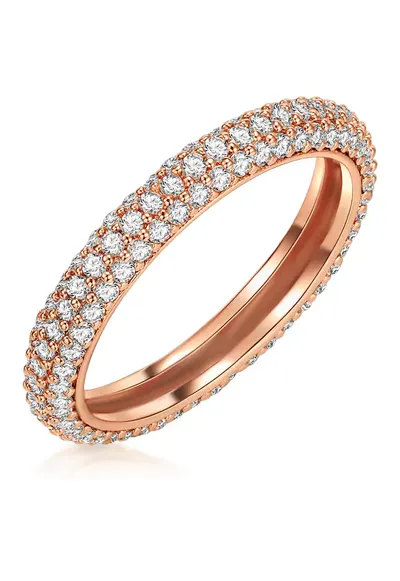 Inel placat cu aur de 14K si decorat cu zirconia - Auriu - Auriu rose