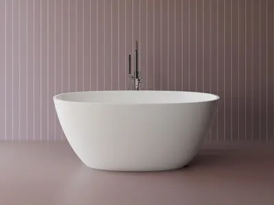 Cada freestanding ovala, compozit alb mat, interior lucios, 149.9x76.2x61 cm Foglia Monaco