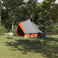 Gossi cort de familie tipi gri si portocaliu, impermeabil pentru 8 persoane
