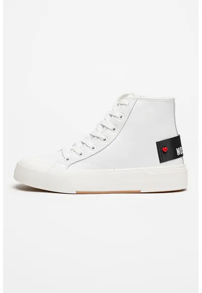 Pantofi sport de piele cu logo - Alb optic