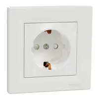 Priza schuko , 16A alb Asfora, montaj in doza rotunda - cu placa ornament