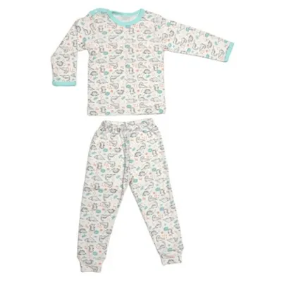 Pijama maneca lunga RB11 alb/dinozauri, Rombaby | 4/5 ani