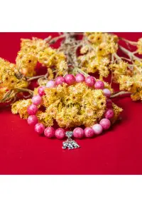 Bratara Paloma - Rodocrozit Roz - Charm Elefant - margele 8mm - set