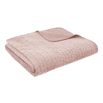 Cuvertură roz prăfuit matlasată din catifea 240x260 cm Attica Velvet – Bianca