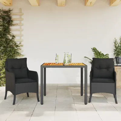Gossi set mobilier de gradina cu perne, 3 piese, negru, poliratan