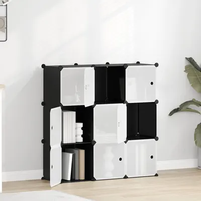 vidaXL Organizator cub de depozitare cu 9 cuburi și uși PP negru