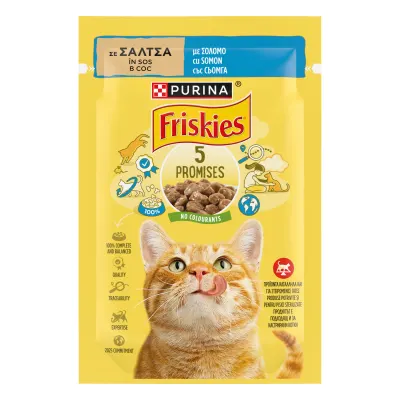 Hrana umeda pentru pisici Friskies Adult, Somon in Sos, 85 g 85g