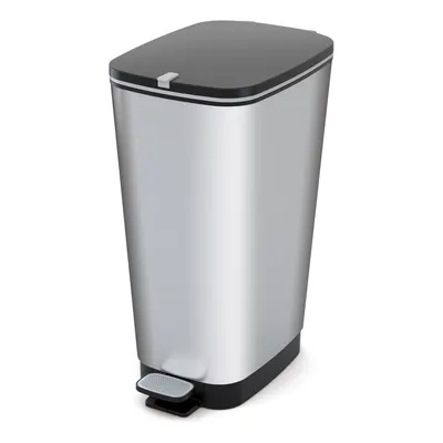 Coș de gunoi argintiu cu pedală din plastic 45 l Chic Bin – KIS