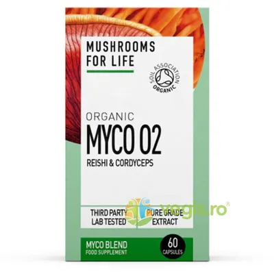 Myco O2 Reishi si Cordyceps 800mg Pure Grade Extracts Ecologic/Bio 60cps