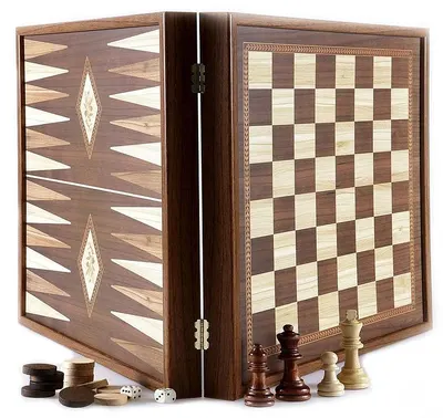Set sah si table Manopoulos - Culoare wenge, 41 x 41 cm