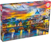 Puzzle Educa din 1500 de piese - Bazilica Sfântul Petru și Podul Sant'Angelo