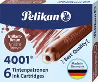 Cartușe cerneală Pelikan - Scurte, 6 buc., maro
