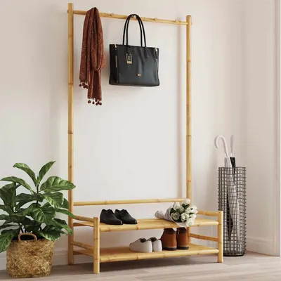 vidaXL Cuier pentru haine cu rafturi, 103x40x183 cm, bambus