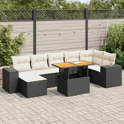 Gossi set mobilier de gradina cu perne, 8 piese, negru, poliratan