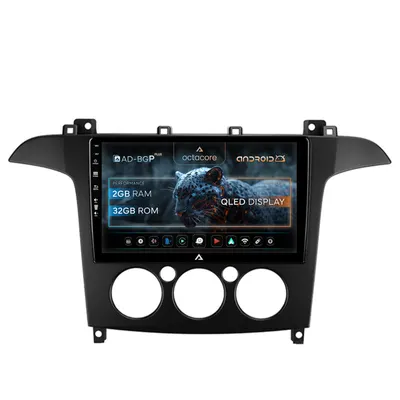 Navigatie Ford S-MAX (2006-2015) Clima Manuala, Android, P-Octacore 2GB RAM + 32GB ROM, 9 Inch - AD-BGP9002+AD-BGRKIT124