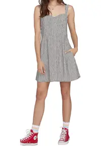 Rochie scurta cu bretele - Poliester - Bej -