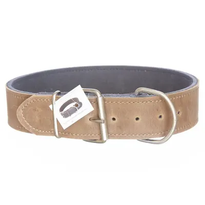 Zgarda din piele, maro, grosime dubla, 5 cm x 80 cm
