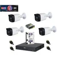 Sistem complet de supraveghere Dahua DH-4CEXT40MAIL-5MP HDCVI cu 4 camere de exterior de 5MP Smart Dual Illuminator 40m, microfon