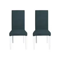 Set 2 scaune living TEO, picioare lemn alb, stofa albastru, 46x60x98 cm