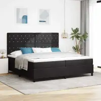 vidaXL Pat cu arc LED cu saltea Negru 200 x 200 cm Catifea