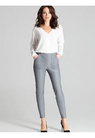 Pantaloni dama - gri - banda elastica - buzunare mari