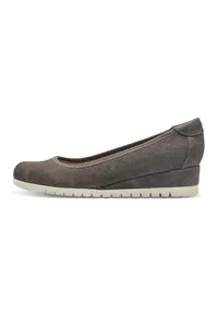 Pantofi wedge de piele ecologica - Maro taupe