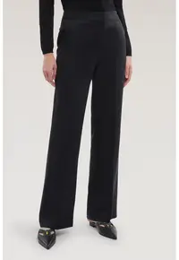 Pantaloni eleganti din amestec de lyocell si in cu croiala dreapta - Negru stins