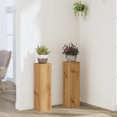 Gossi suporturi de plante, 2 buc., stejar artizanal, 17x17x60cm, lemn
