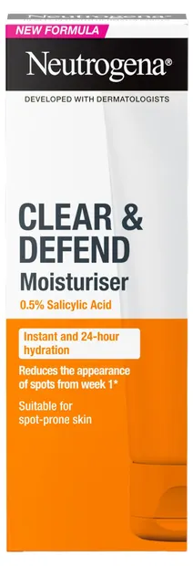 Neutrogena Clear & Defend Cremă hidratantă pentru față cu acid salicilic, 50 ml