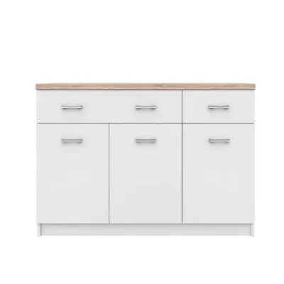 Comoda TOP MIX, 3 usi, 2 sertare, alb, 120x33x85 cm