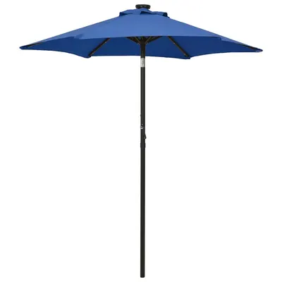 vidaXL Umbrelă de soare cu LED-uri, albastru azur 200x211 cm aluminiu